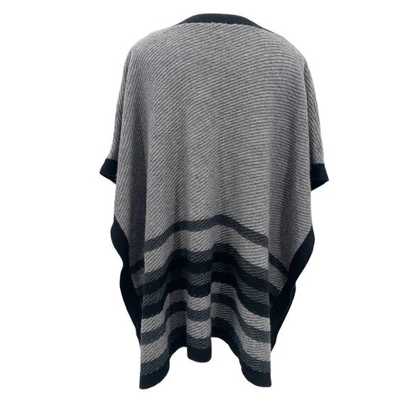 J.Jill Heather Gray Black Pockets Poncho Top One Size Wool Blend Oversized - Picture 2 of 10